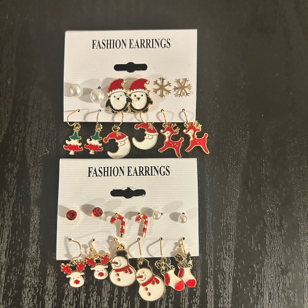 Festive Holiday Earrings Set - Red, Gold, White
CHRISTMAS